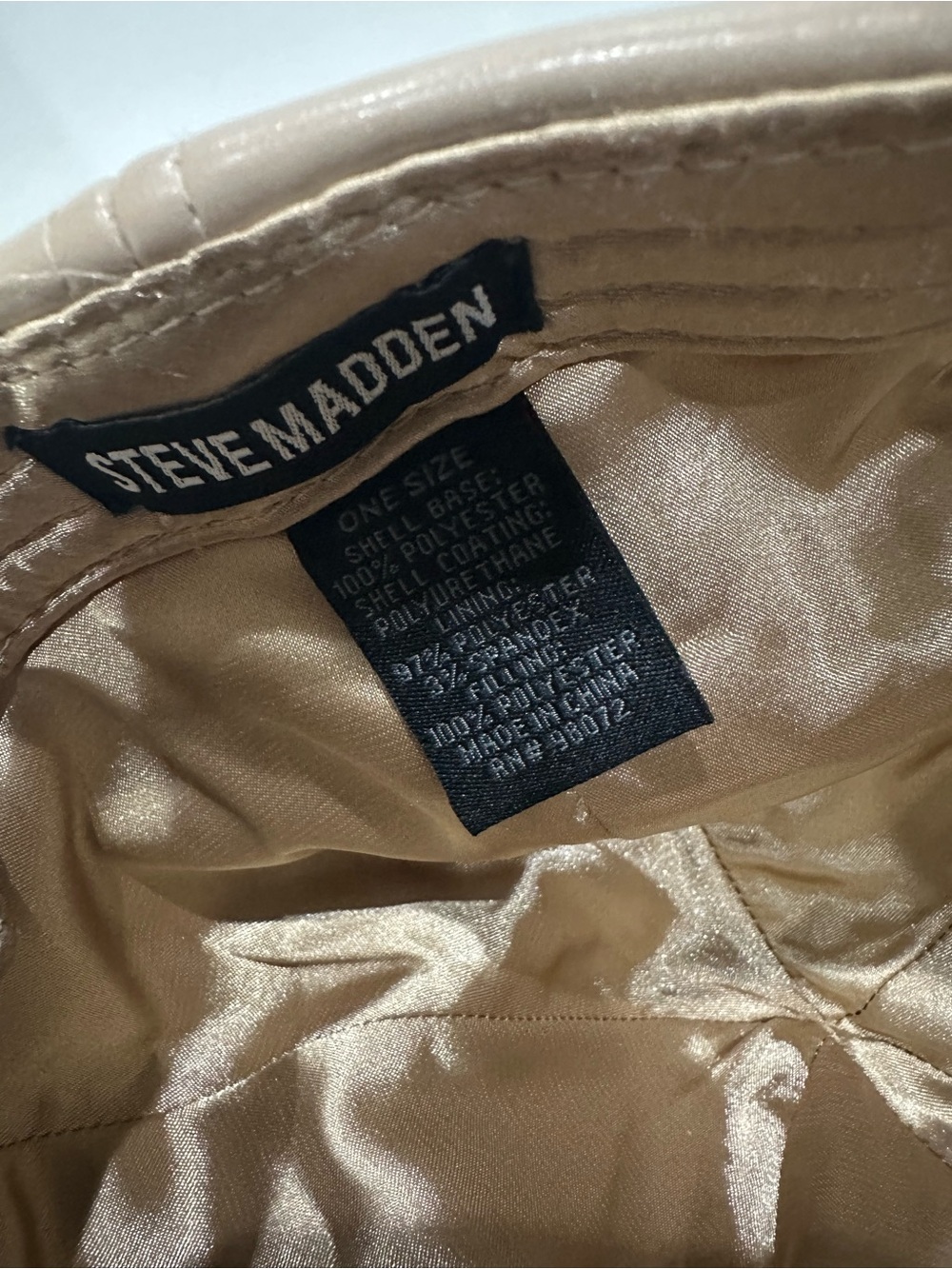 Steve Madden Faux Leather Baseball Cap Taupe Nude Adjustable Hat - Picture 7 of 7
